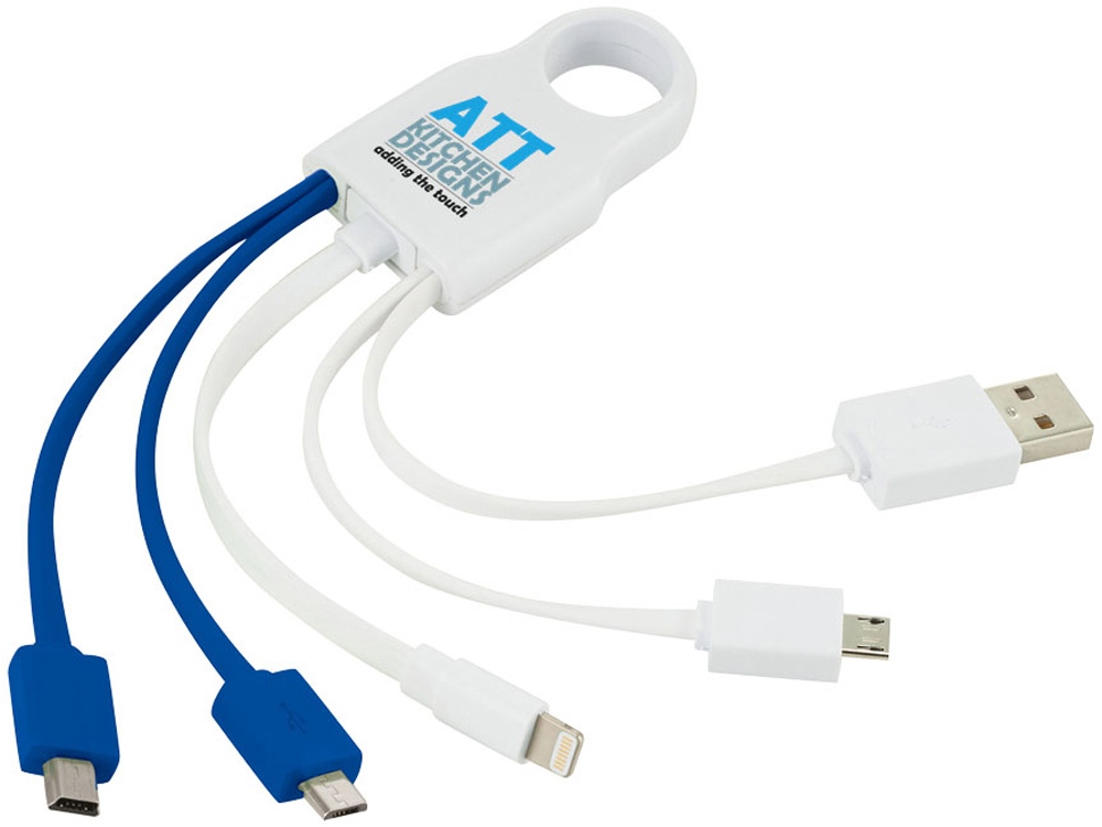 Кабель для зарядки Squad 4-в-1, белый/синий