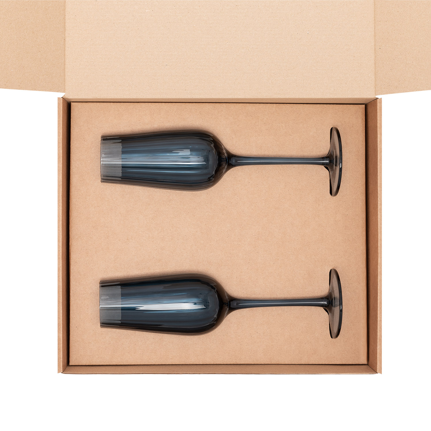 Доп. ложемент под 2 бокала для шампанского (для рифленого стекла) в универсальную коробку (арт. 21006.020) — пример нанесения логотипа (Portobello подарочная упаковка) | Print Logo