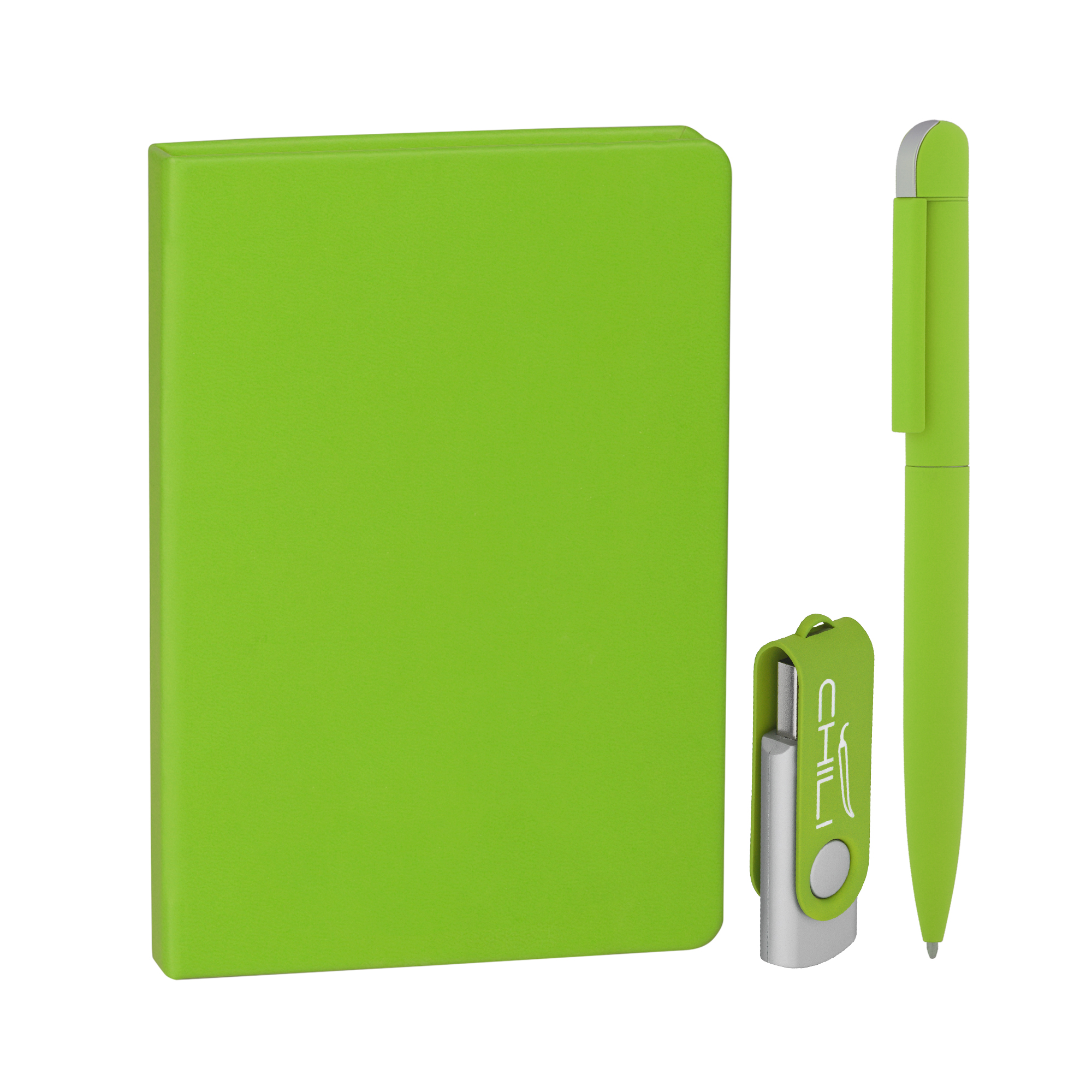Набор подарочный "Сорренто" с блокнотом А6, покрытие soft touch, зеленое яблоко# фото на сайте Print Logo.
