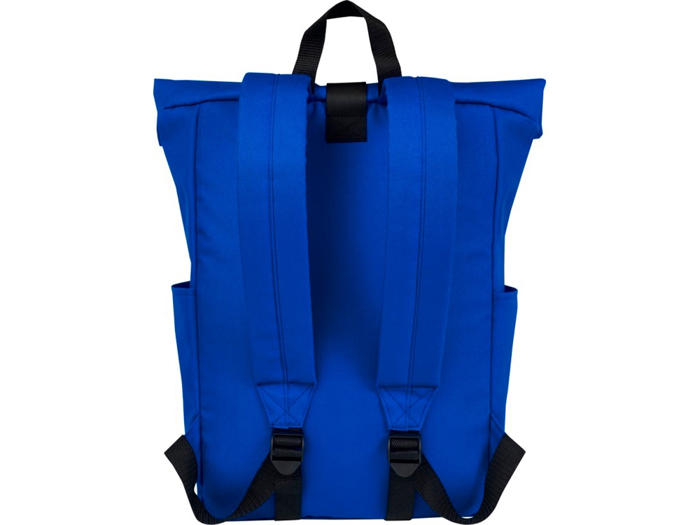 Рюкзак Byron 15,6 объемом 18 л со скручиваемым верхом, изготовленный из переработанного ПЭТ по стандарту GRS, синий