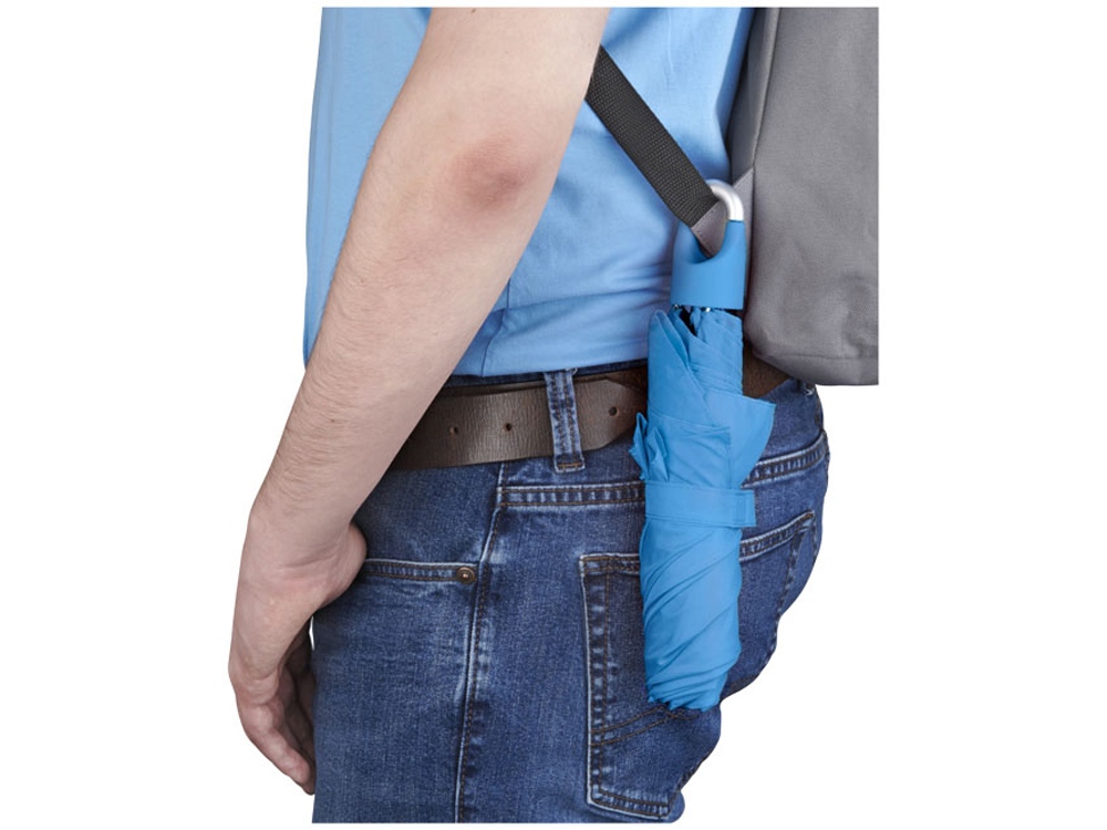 Складной зонт Emily 21 дюйм с карабином, ярко-синий