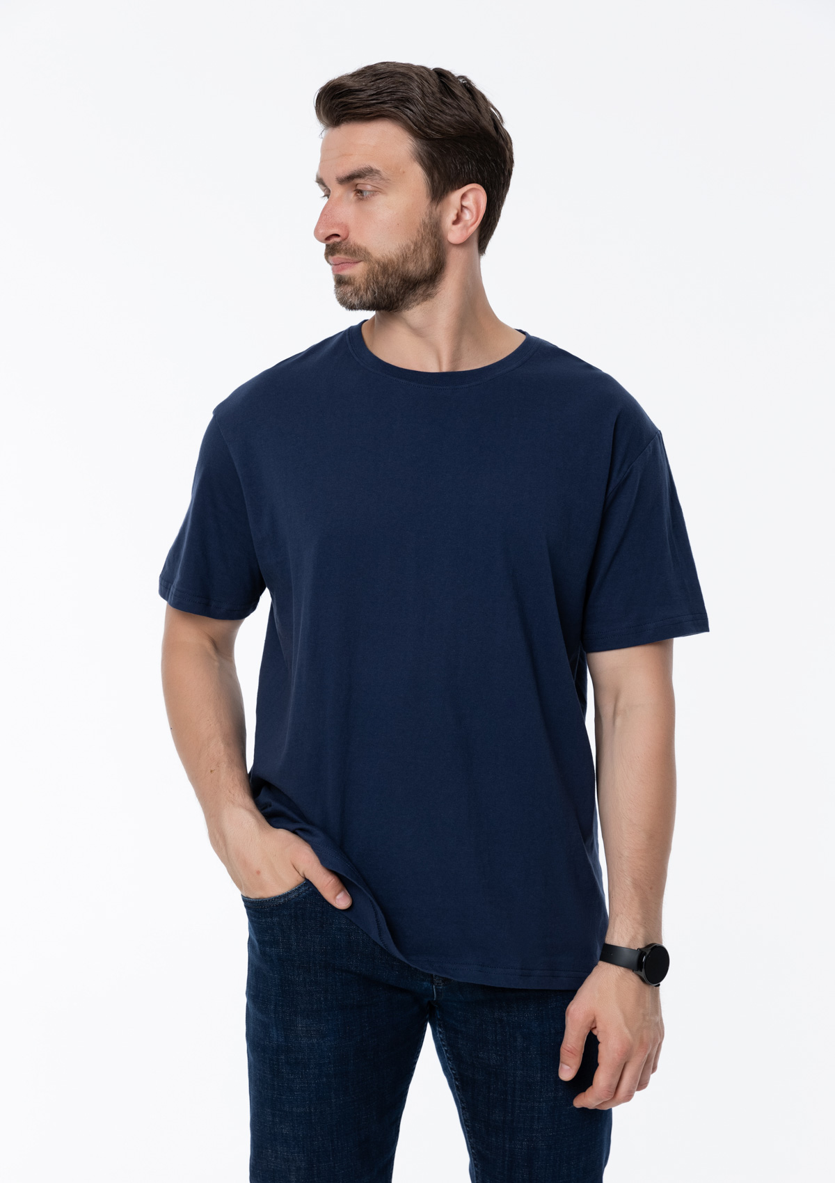 Футболка унисекс без бокового шва STAN хлопок 160, 02, Тёмно-синий,  (46)  (52/XL)