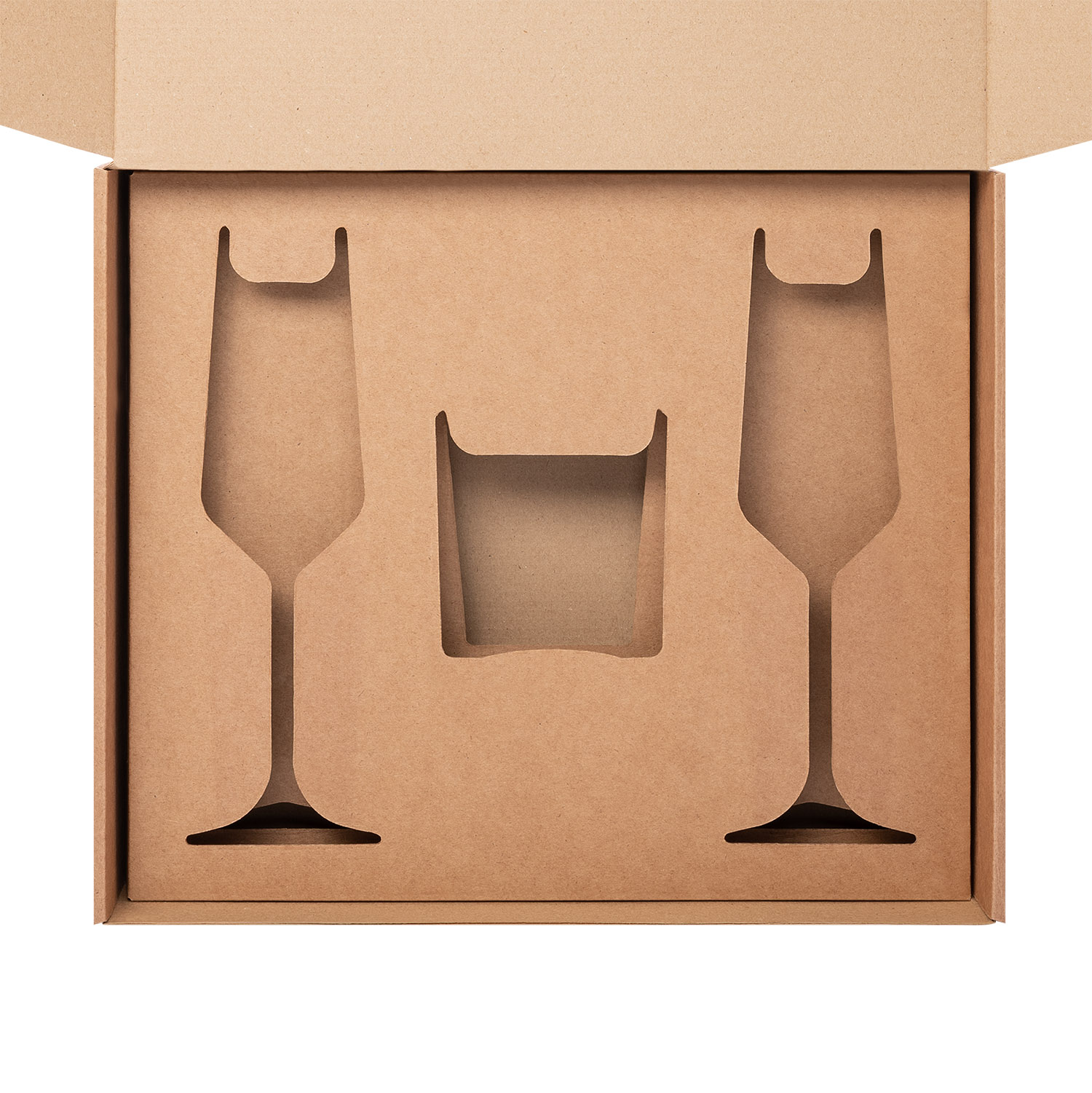 Доп. ложемент НИЖНИЙ под свечу + 2 бокала для шампанского в универсальную коробку (арт. 21006.020) с логотипом Portobello подарочная упаковка | Print Logo