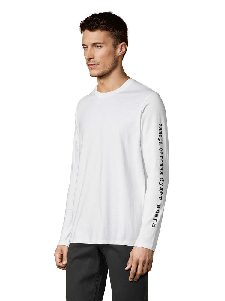 Футболка с длинным рукавом «Сегодня завтра» с логотипом Ловец слов | Print Logo