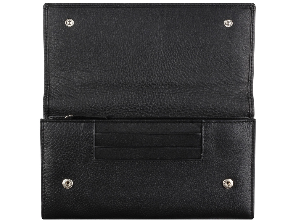 Кошелёк женский BUGATTI СУПЕР ЛЕДИ | LADY TOP, чёрный, натуральная воловья кожа, 20х2,5х10,5 см