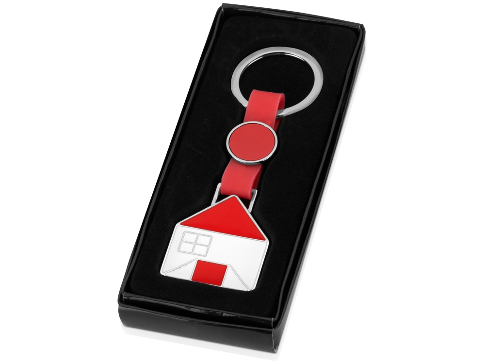 Брелок Домик красный/серебристый