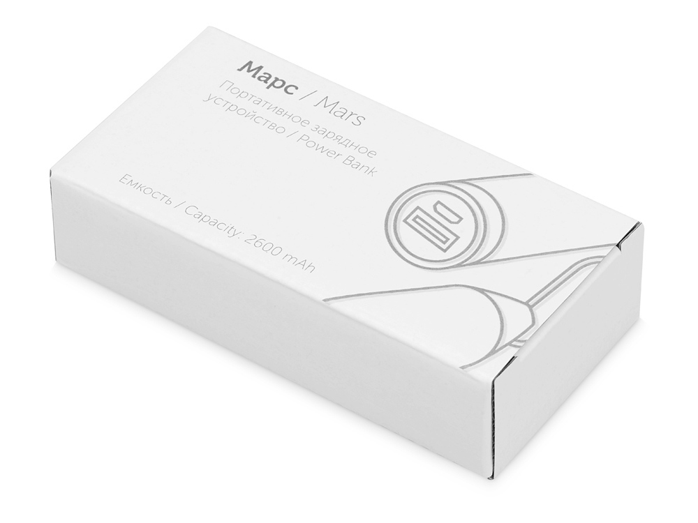 Портативное зарядное устройство Марс с карабином, 2600 mAh, серый