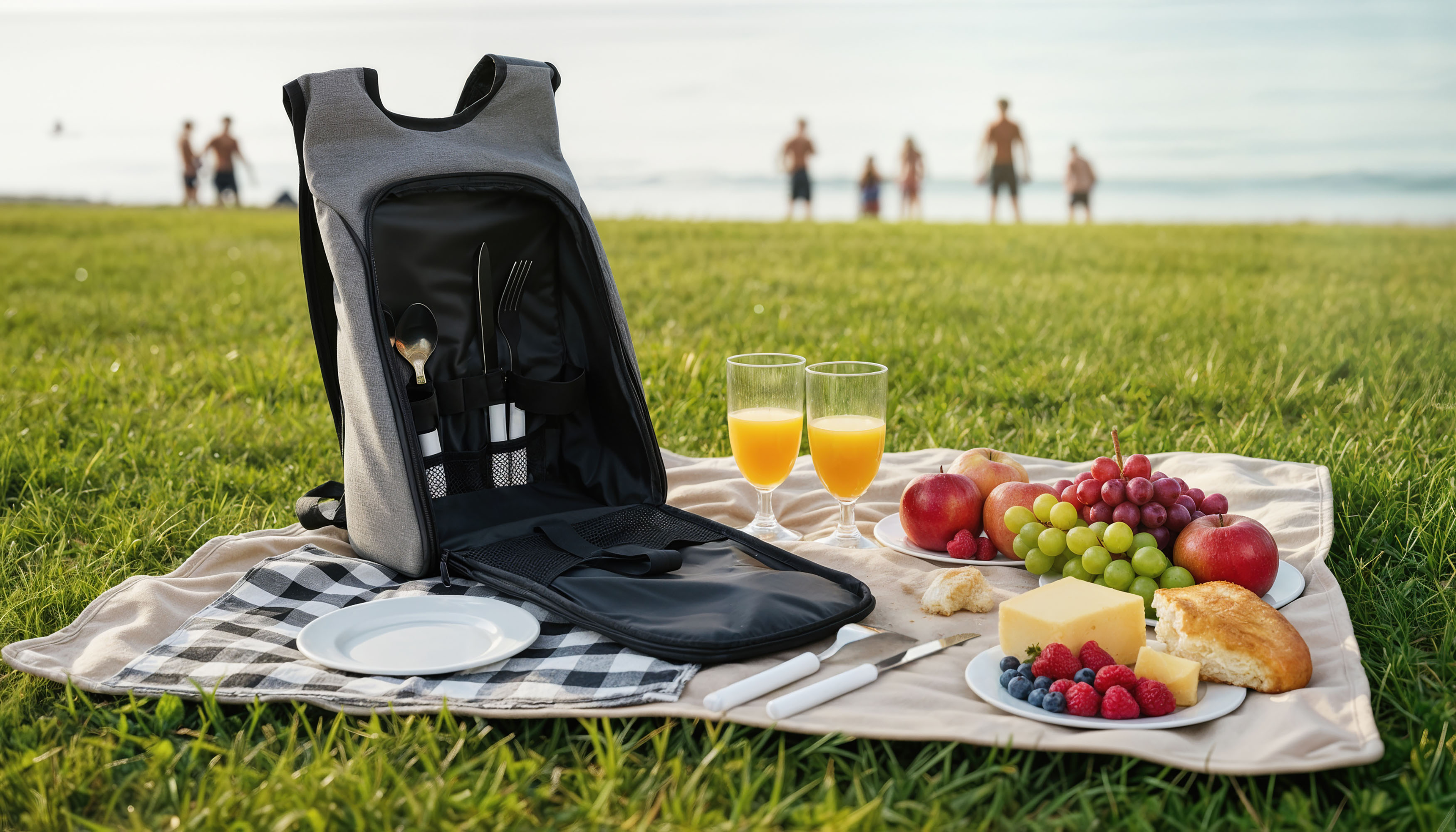 Набор для пикника "Швеция" на 2 персоны, серый с черным