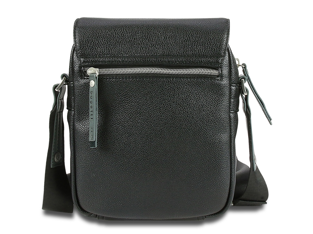 Сумка наплечная BUGATTI МОТОБАЙК D | MOTO D, чёрная, полиуретан, 18х6х24 см, 2 л