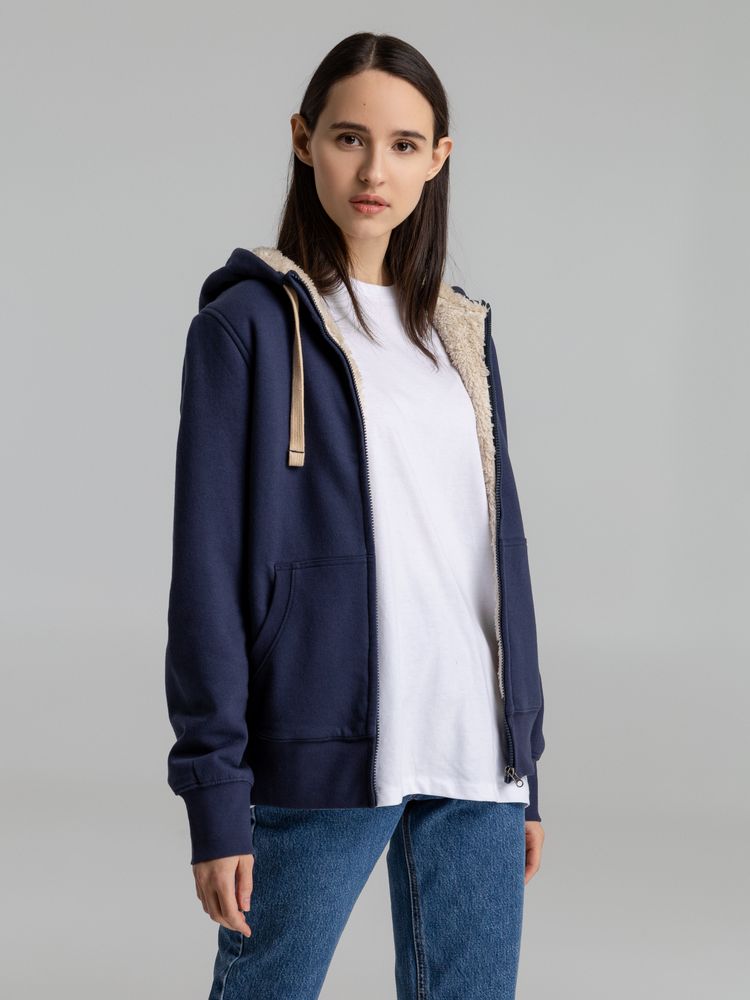 Толстовка унисекс на молнии Sherpa 280, темно-синяя, размер S