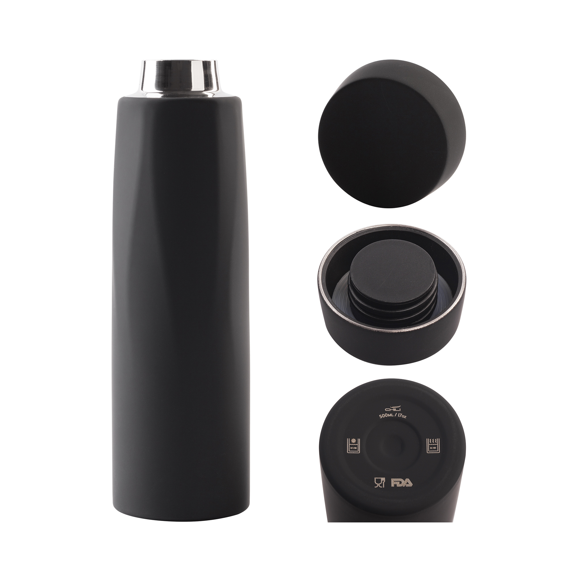 Термос "Calypso" 500 мл, покрытие soft touch, коробка, черный