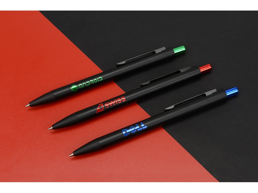 Ручка металлическая шариковая Blaze с цветным зеркальным слоем, черный/красный