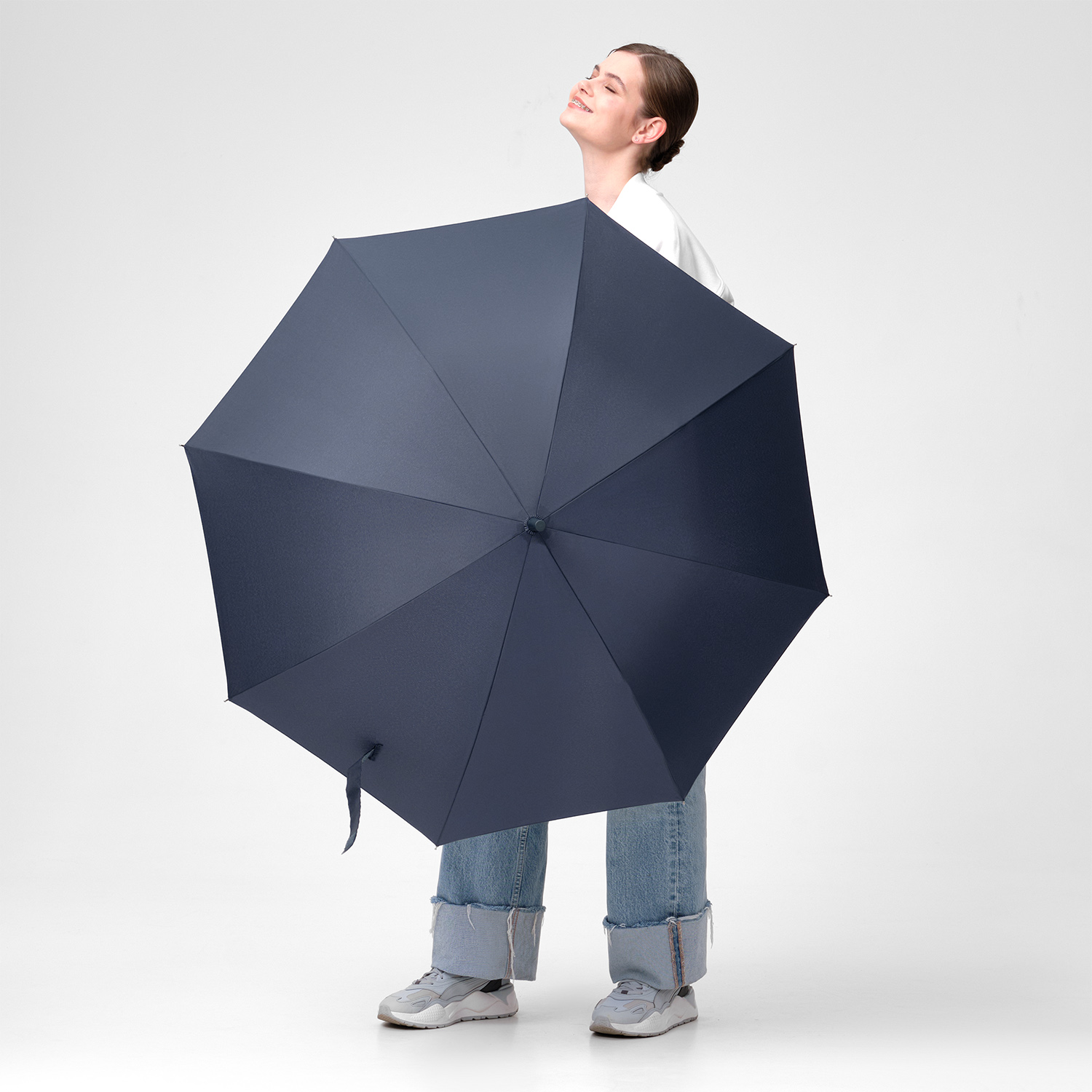 Зонт-трость Фантом (Phantom), серый фото на сайте Print Logo.