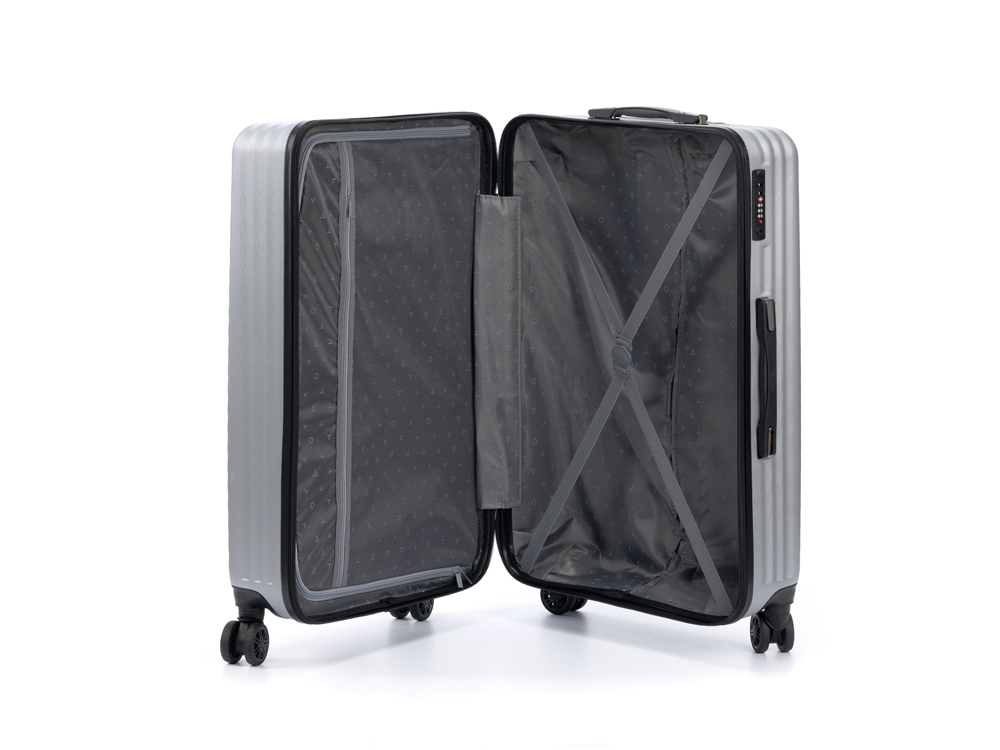 Чемодан TORBER ЛАМА, серебристый, ABS-пластик, 49 х 29,5 х 77 см, 92 л