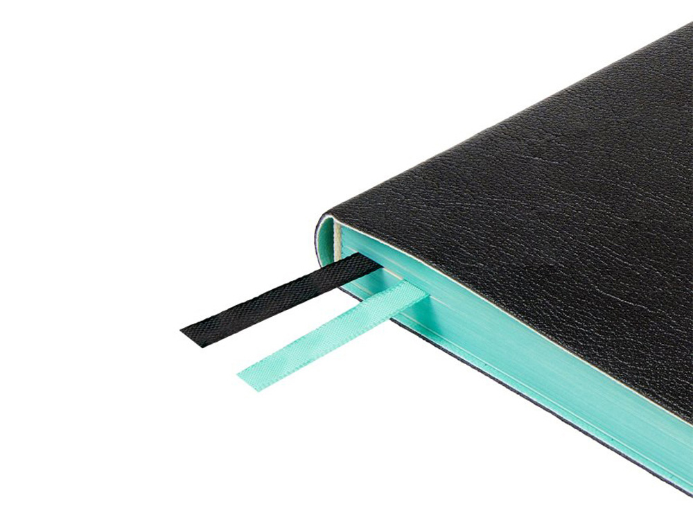 Ежедневник недатированный А5 Boston, черный (бирюзовый обрез)