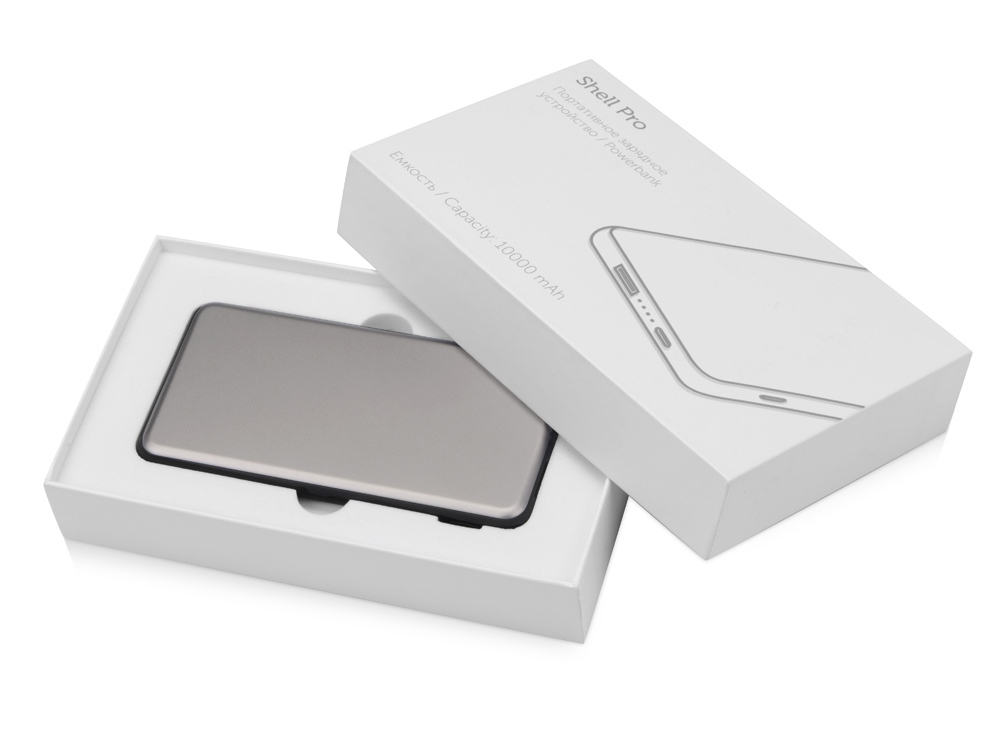 Портативное зарядное устройство Shell Pro, 10000 mAh, серебристый/черный