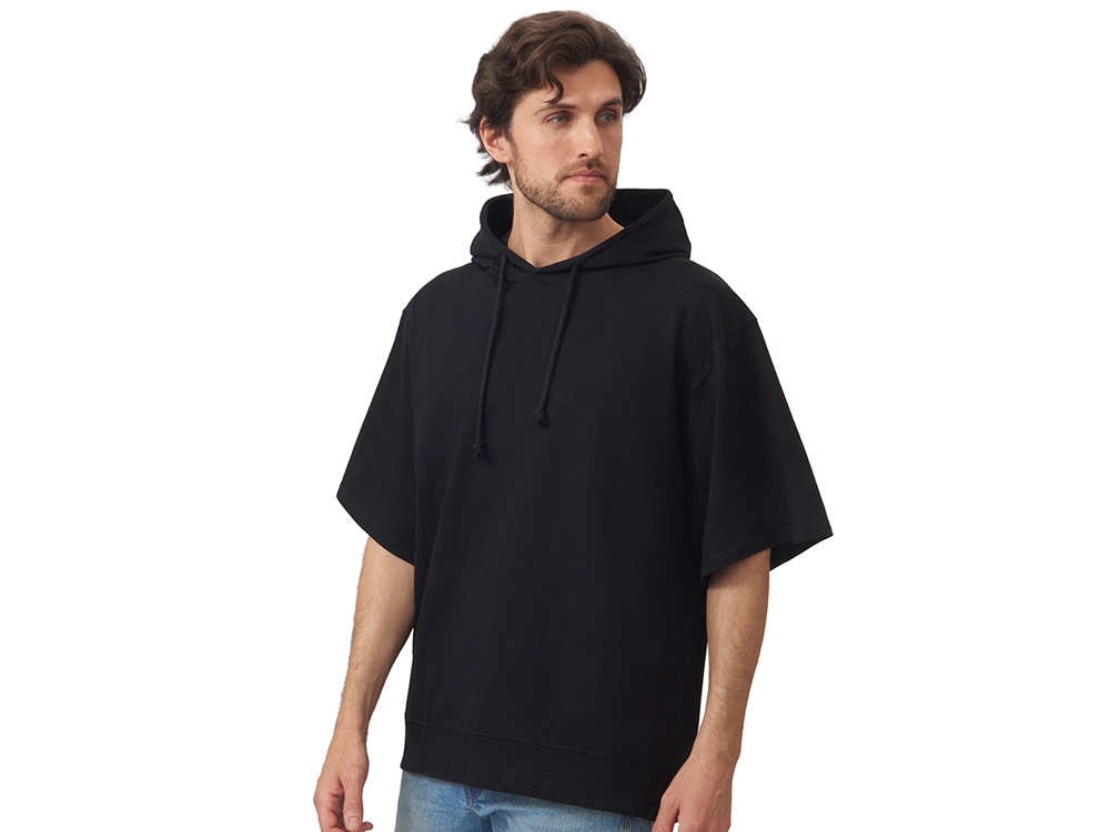 Худи оверсайз с коротким рукавом Warsaw унисекс, черный