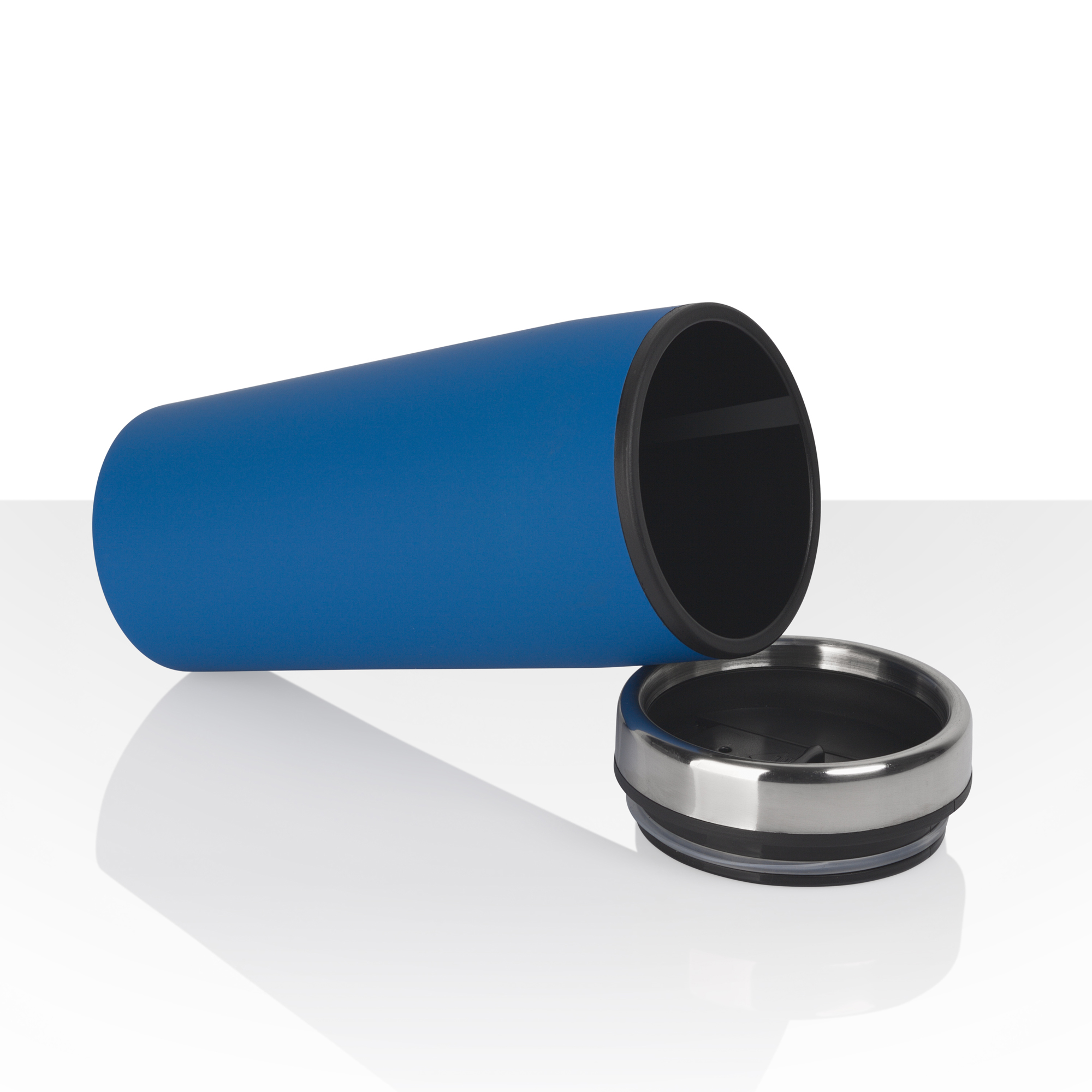 Термостакан "Европа", покрытие soft touch, 0,5 л., синий — пример нанесения логотипа (SOFTOUCH) | Print Logo