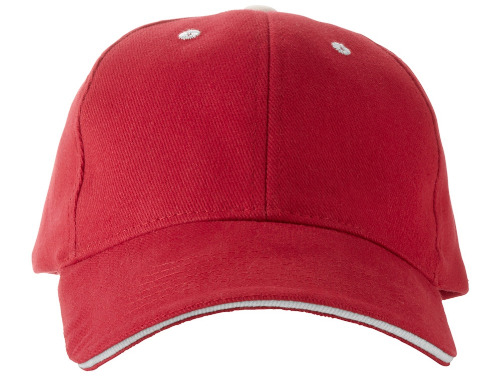 Бейсболка Brent типа сэндвич, 6 панелей, красный/белый
