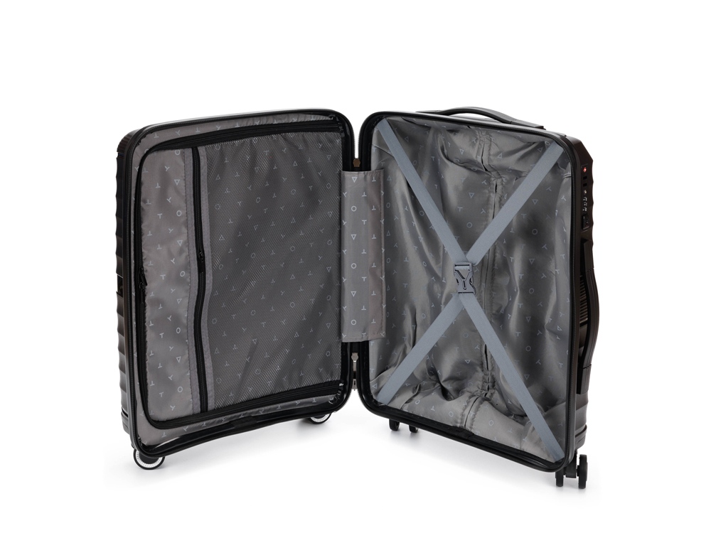 Чемодан TORBER НЕВО, чёрный, полипропилен, 40 х 25 х 55 см, 32 л