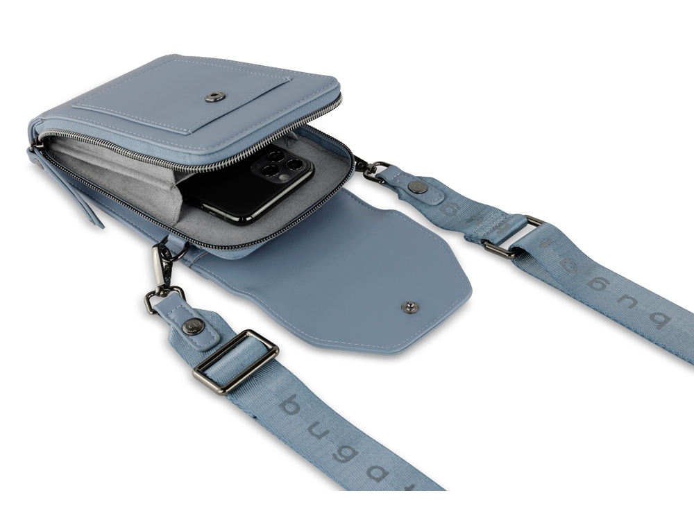 Сумка наплечная BUGATTI АЛМАТА | ALMATA, голубая, полиуретан, 11х4х19 см