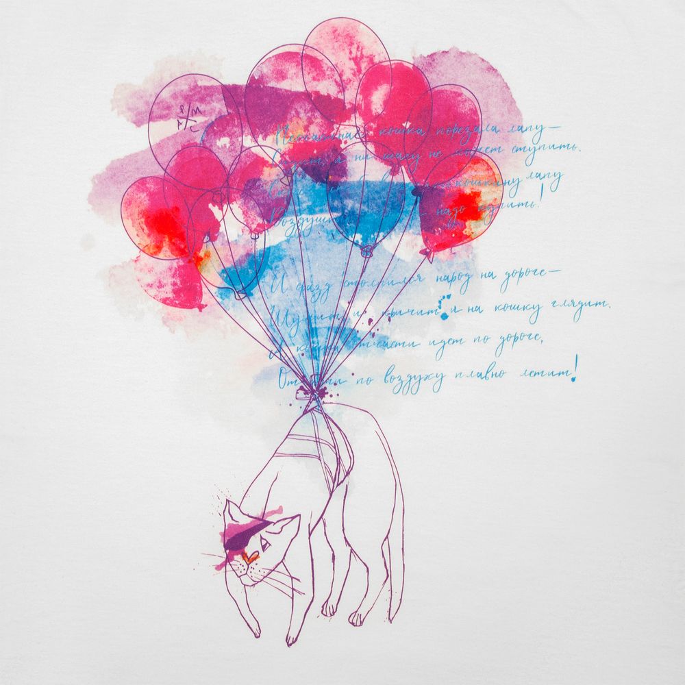 Футболка женская «Удивительная кошка» — пример нанесения логотипа (Принтэссенция) | Print Logo