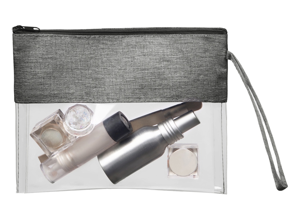 Прозрачная косметичка Leony из ПВХ и ткани с логотипом  | Print Logo