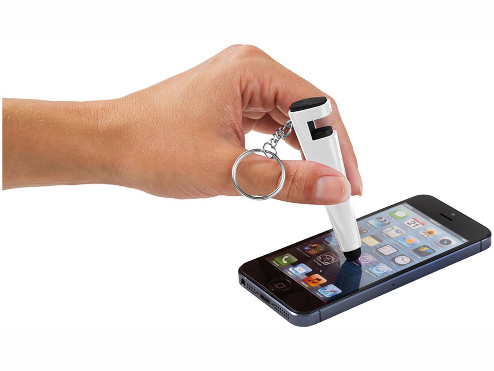 Очиститель экрана со стилусом и подставка для телефона 4 в 1, белый