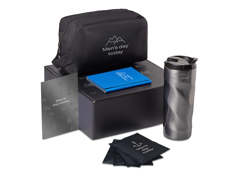 Подарочный набор Re:m. Road  с термокружкой, косметичкой и обложкой для паспорта с логотипом  | Print Logo