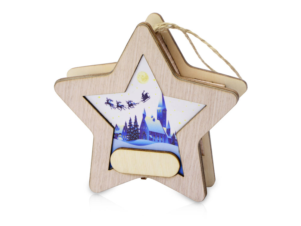 Новогодняя подвеска с подсветкой Звезда с логотипом  | Print Logo
