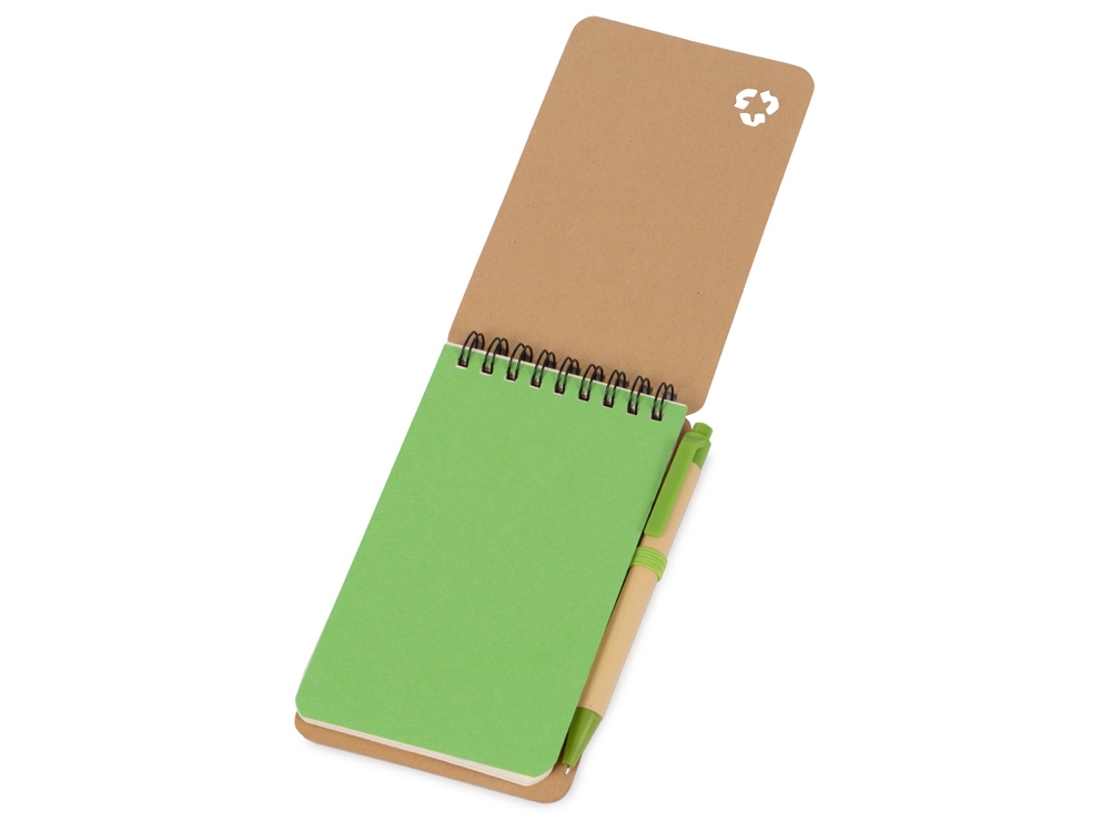 Набор канцелярский с блокнотом и ручкой Masai, 70 л. нелинованных, зеленое яблоко