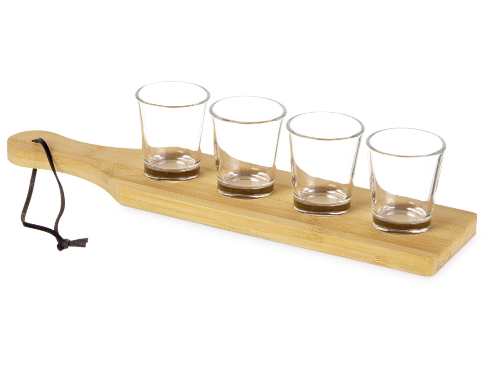 Набор стопок на бамбуковой подставке Shots с логотипом  | Print Logo