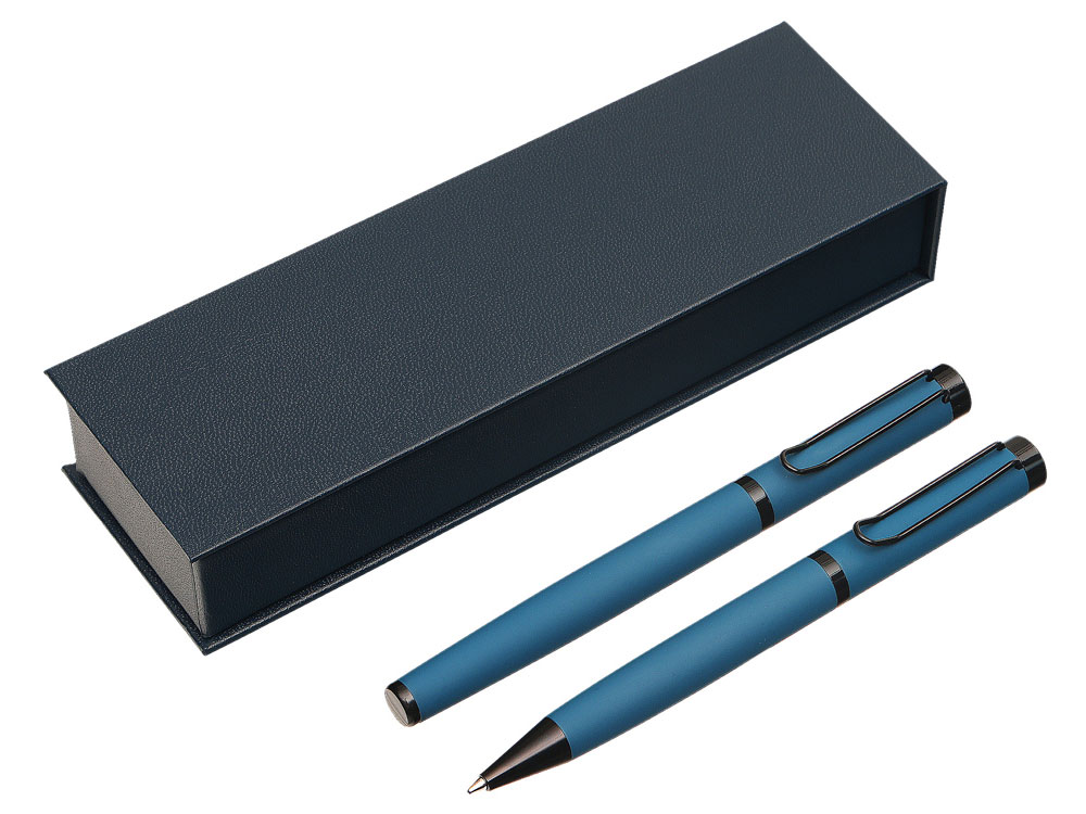 Подарочный набор из 2-х ручек Black Lama soft-touch с логотипом Lettertone | Print Logo