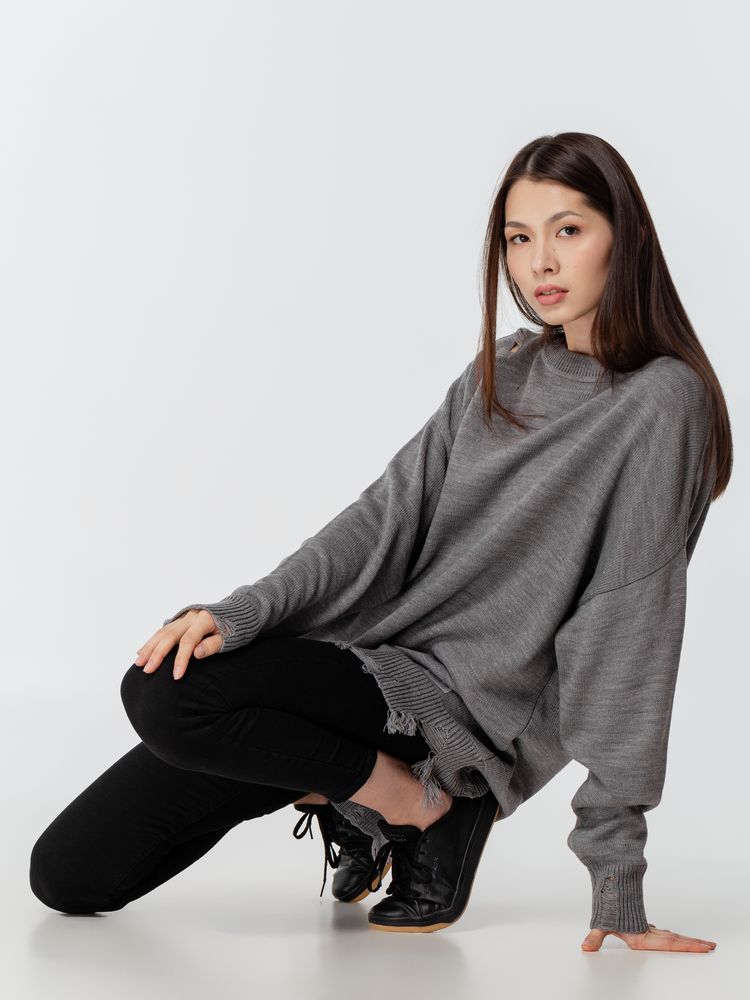 Джемпер оверсайз унисекс Grunge, серый, размер L/XL