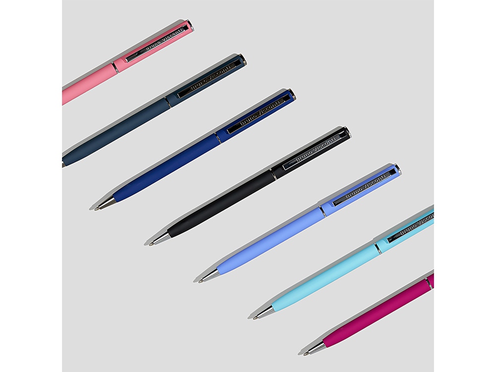 Ручка шариковая автоматическая BrunoVisconti® PALERMO цвет корпуса темно-синий, soft-touch, 0.7 мм