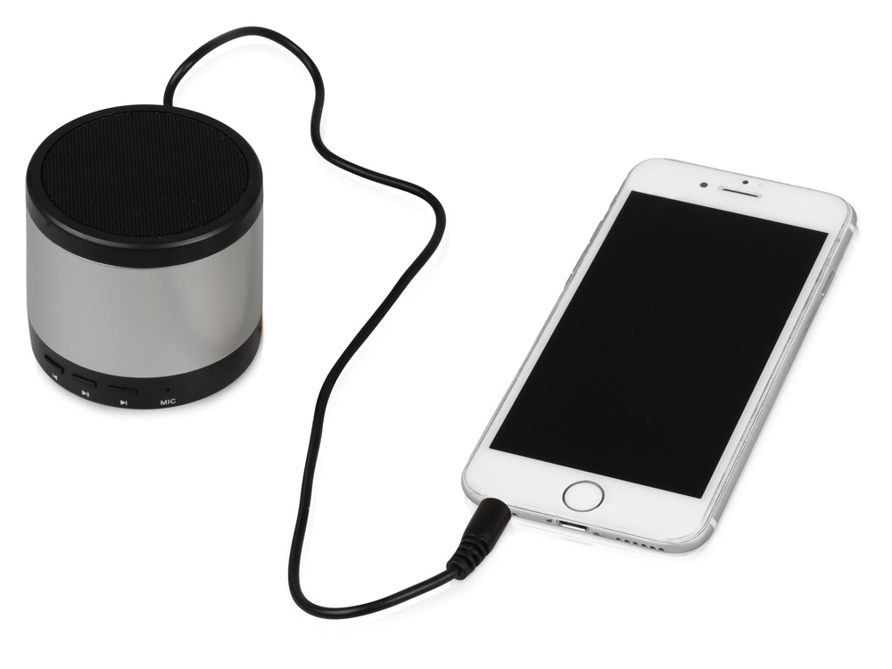 Портативная колонка Ring neon с красной подсветкой корпуса, серебристый