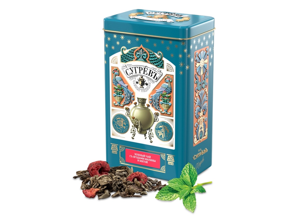 Зеленый чай с мятой и малиной в подарочной упаковке с логотипом СУГРЕВЪ | Print Logo