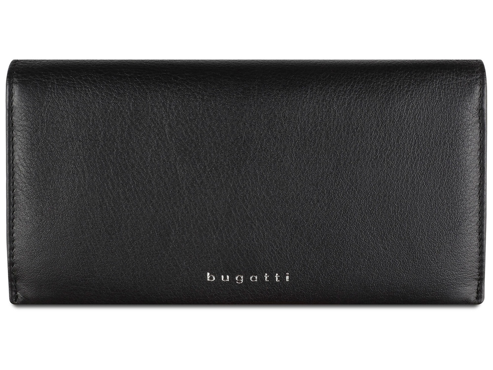 Кошелёк женский BUGATTI Lady Top, чёрный, натуральная воловья кожа, 19,5х2х10 см