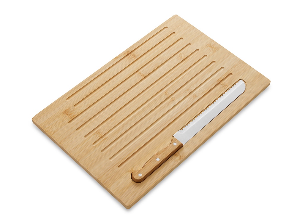 Разделочная доска из бамбука Круста с хлебным ножом с логотипом  | Print Logo