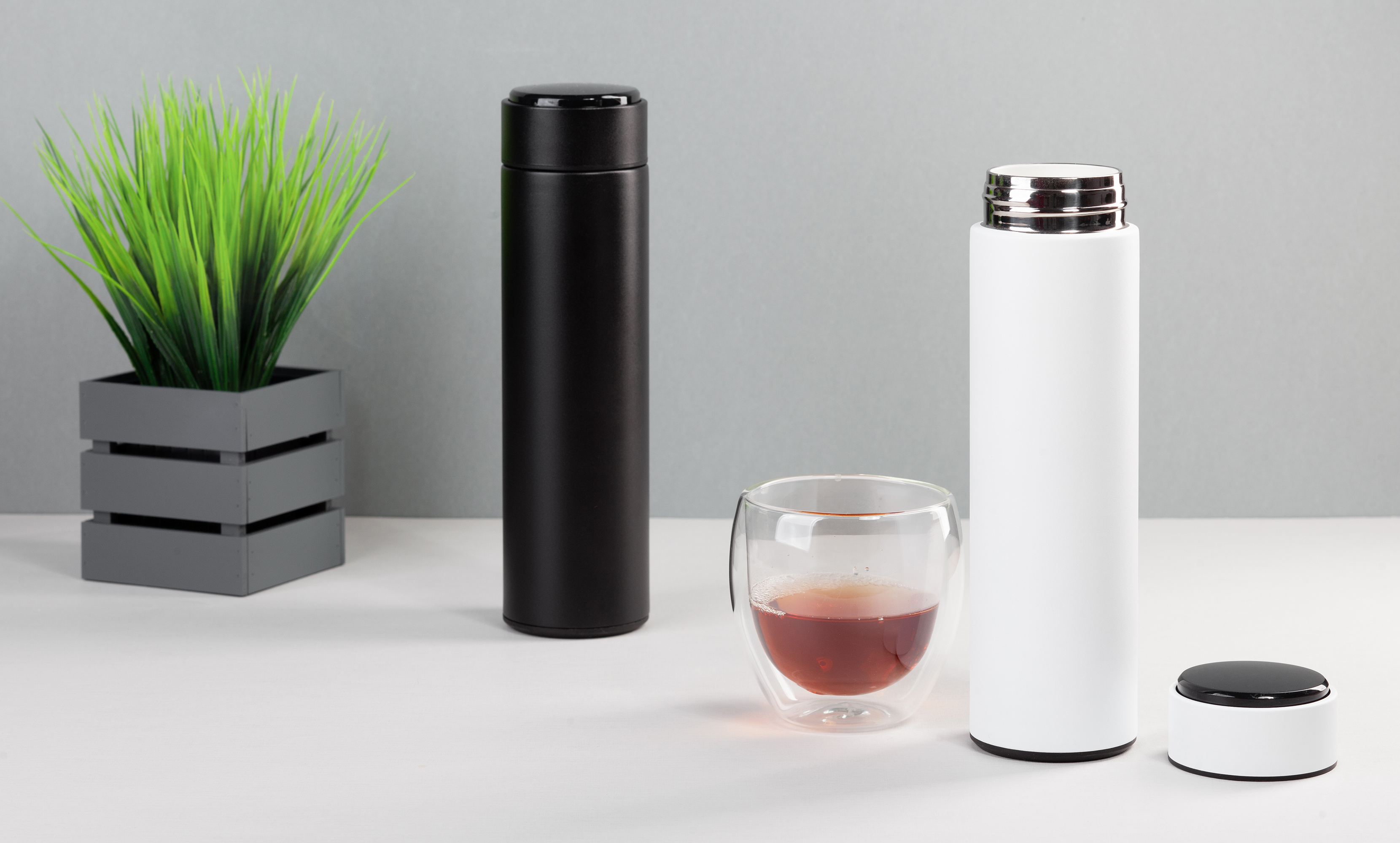 Заварочный термос "Финикс" 500 мл с индикацией температуры, синий