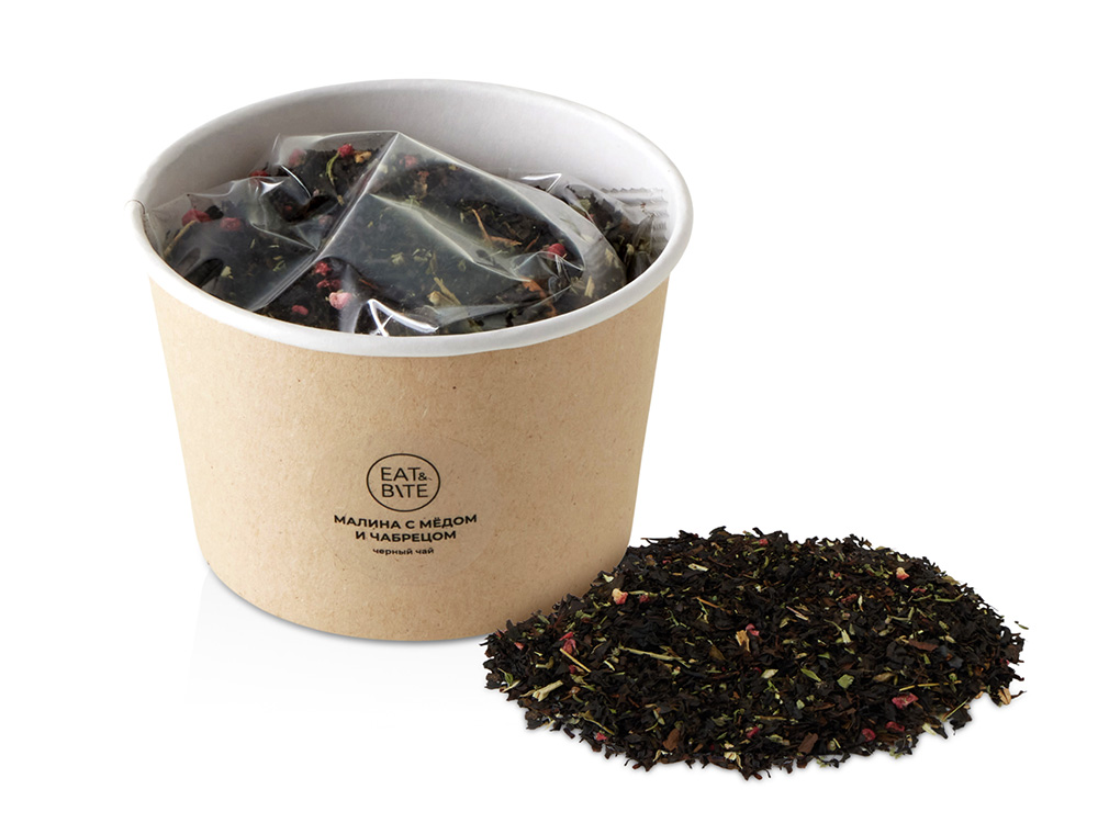 Чай черный Малина с медом и чабрецом, 50 гр. с логотипом Eat&Bite | Print Logo