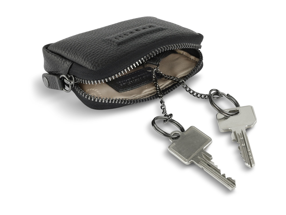 Ключница BUGATTI ЭЛЬЗА | ELSA, с защитой данных RFID, чёрная, воловья кожа/полиэстер, 11х2х7 см