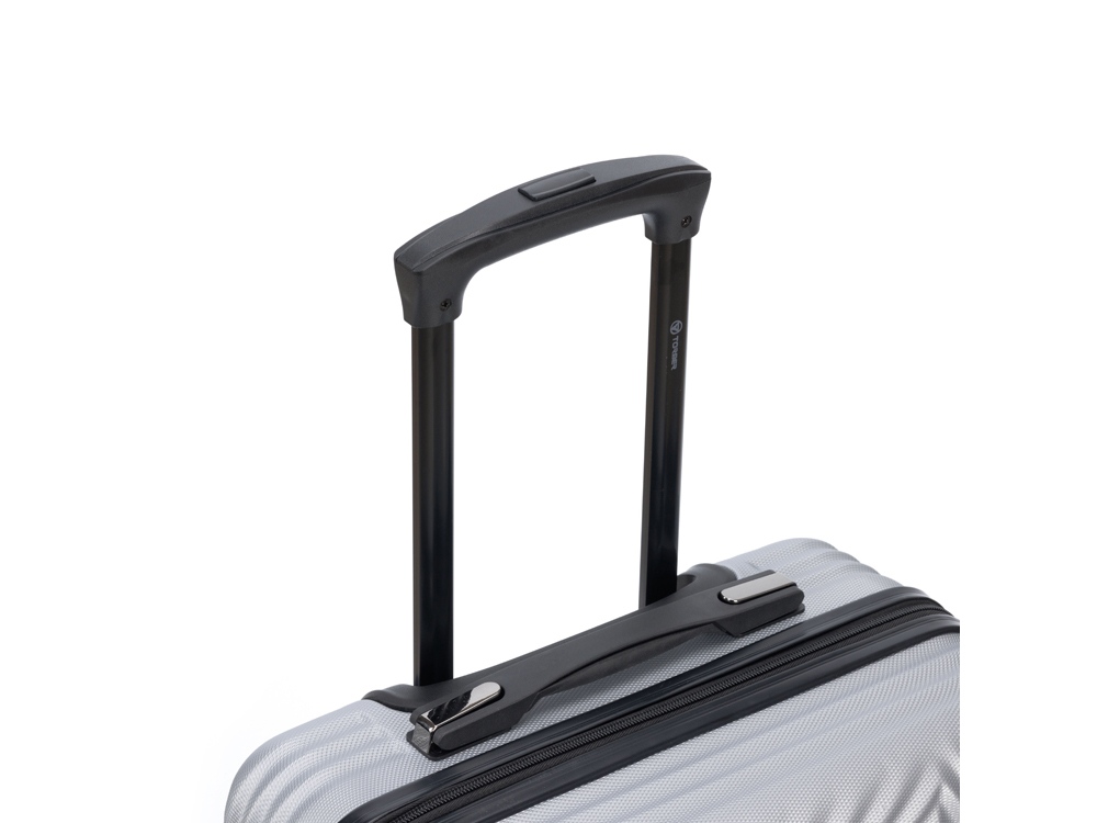 Чемодан TORBER ЛАМА, серебристый, ABS-пластик, 38 х 21 х 55 см, 37 л