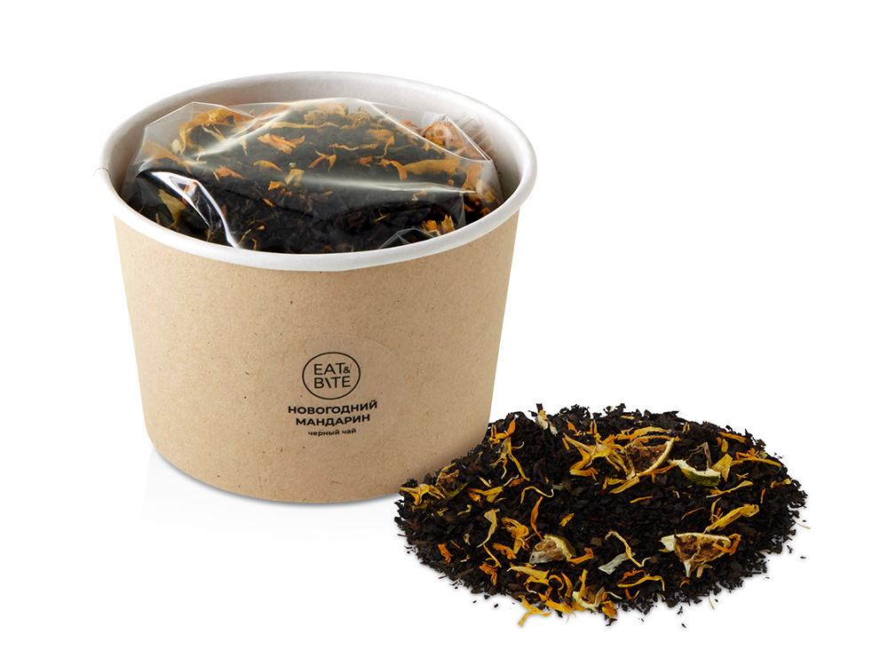 Чай черный Новогодний мандарин, 50 гр. с логотипом Eat&Bite | Print Logo
