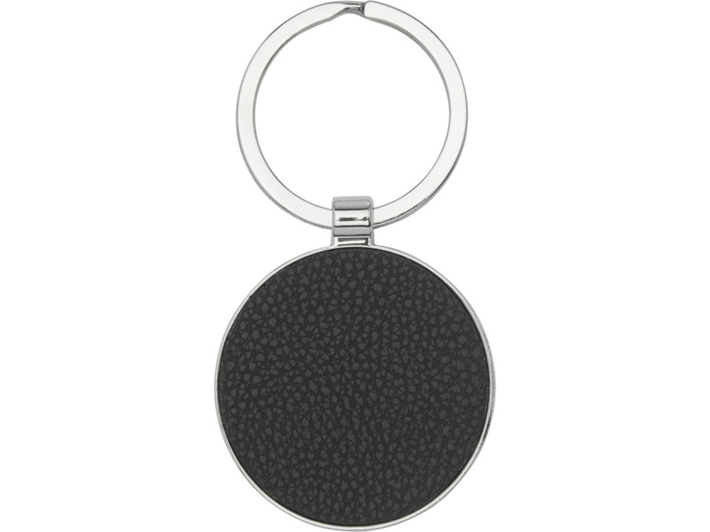 Круглый брелок Paolo с лазерным принтом, изготовленный из искусственной кожи, черный