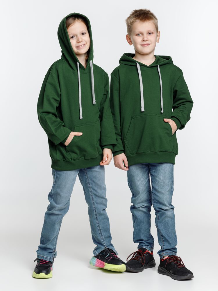Толстовка с капюшоном детская Kirenga Kids, темно-зеленая, 14 лет