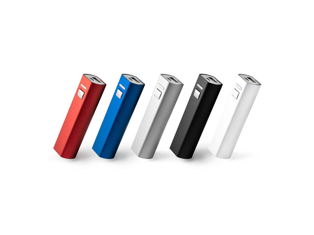 Внешний аккумулятор BENDER из алюминия емкостью 2600 мАч, красный