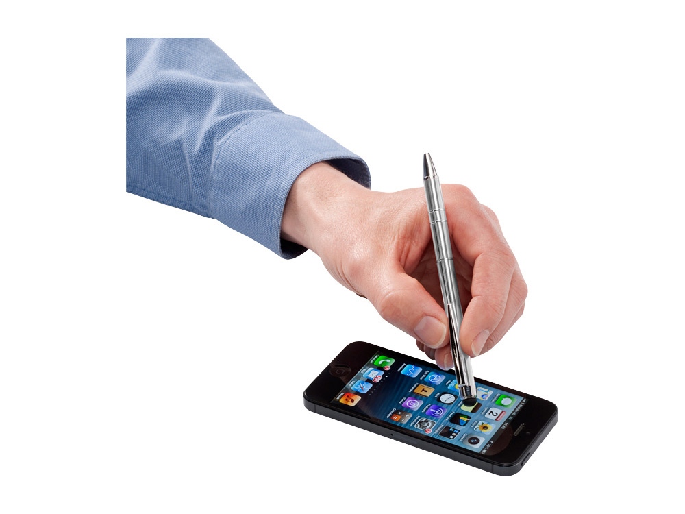 Ручка-стилус шариковая Charleston, серебристый, синие чернила