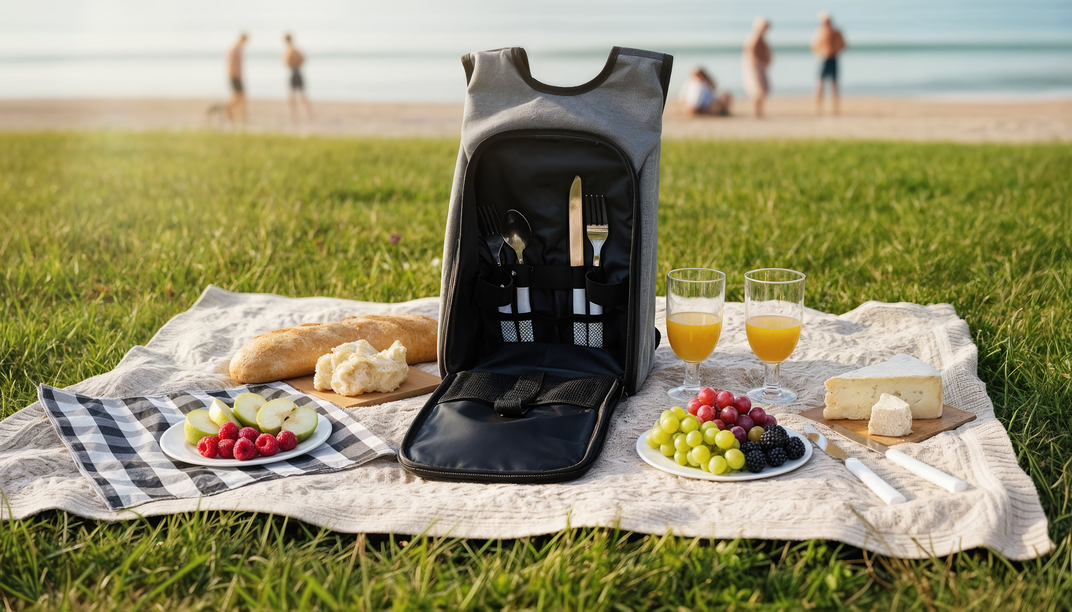 Набор для пикника "Швеция" на 2 персоны, серый с черным