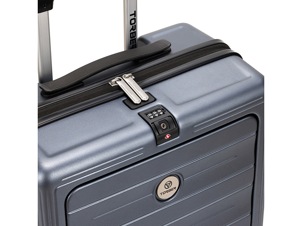 Чемодан TORBER БАЙКАЛ, тёмно-серый металлик, поликарбонат, 37,5 x 20 х 54 см, 37 л